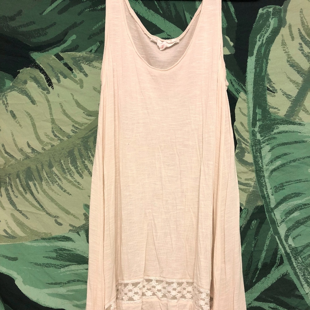 Cream Dress With Lace Trim
